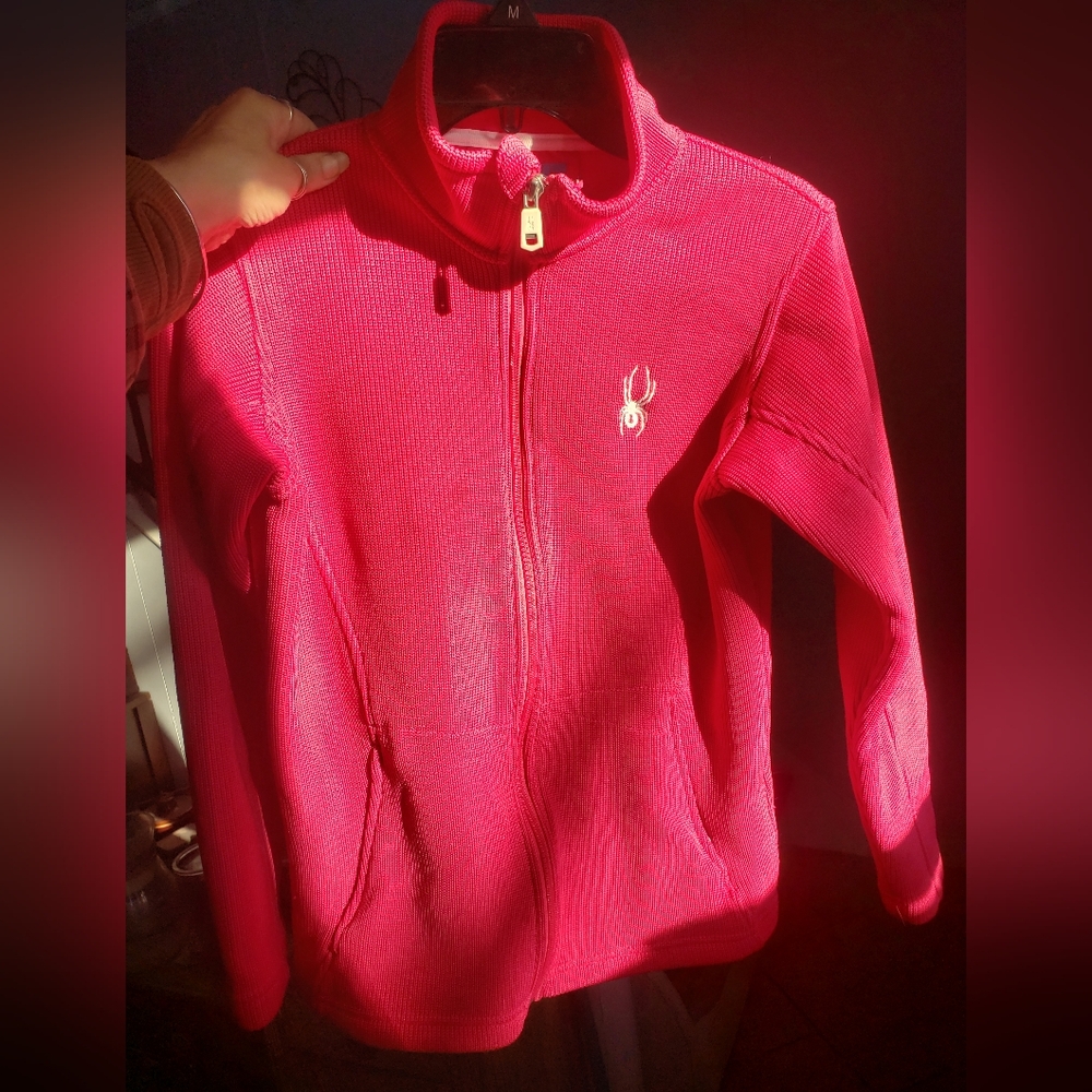 SPYDER Hot Pink Ribbed Knit Zip Front Core Sweater Jacket Women’s